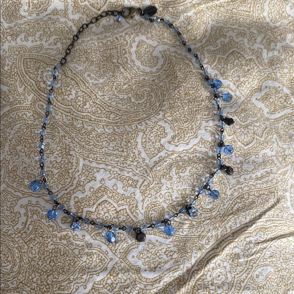 Hand made necklace with blue stones